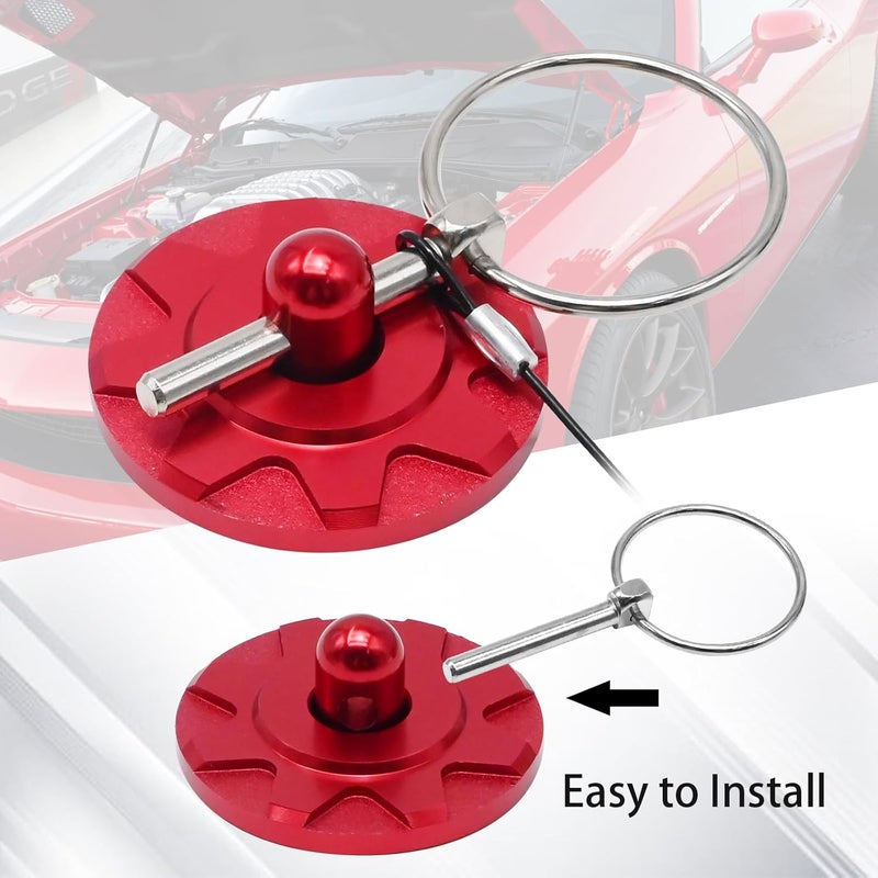 UOIENRT Car Racing Hood Pin Kit, Universal Racing Pin Lock Set, Racing Hood Pins Lock Latch Kit, Iron (Red) - Image 4